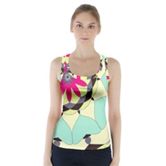 Pink Flower Racer Back Sports Top