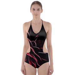 Pattern Design Abstract Background Cut-out One Piece Swimsuit