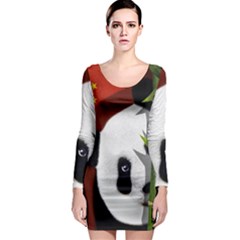 Panda Long Sleeve Bodycon Dress by Valentinaart