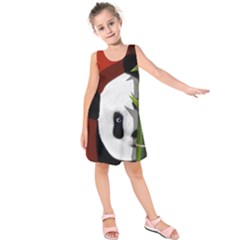 Panda Kids  Sleeveless Dress by Valentinaart