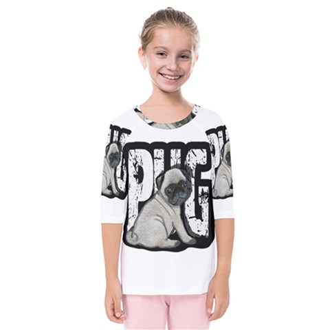 Pug Kids  Quarter Sleeve Raglan Tee by Valentinaart