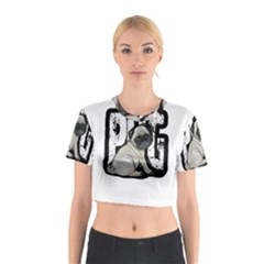 Pug Cotton Crop Top by Valentinaart