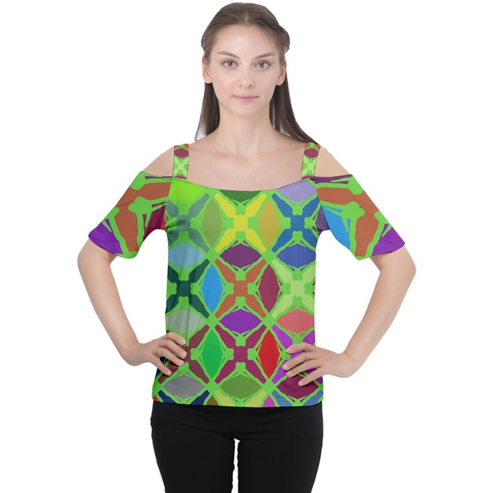 Abstract Pattern Background Design Women s Cutout Shoulder Tee