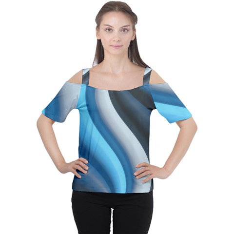 Abstract Pattern Lines Wave Women s Cutout Shoulder Tee by Nexatart