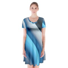 Abstract Pattern Lines Wave Short Sleeve V-neck Flare Dress by Nexatart