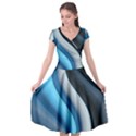 Abstract Pattern Lines Wave Cap Sleeve Wrap Front Dress View1