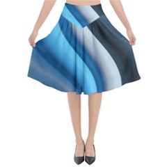 Abstract Pattern Lines Wave Flared Midi Skirt