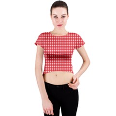 Pattern Diamonds Box Red Crew Neck Crop Top by Nexatart