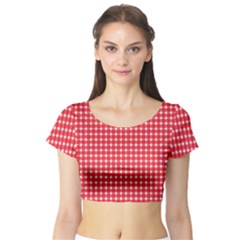 Pattern Diamonds Box Red Short Sleeve Crop Top (tight Fit) by Nexatart