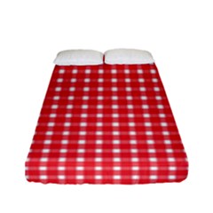 Pattern Diamonds Box Red Fitted Sheet (full/ Double Size) by Nexatart