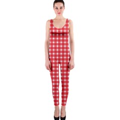 Pattern Diamonds Box Red Onepiece Catsuit by Nexatart