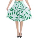 Leaves Foliage Green Wallpaper Flared Midi Skirt View1