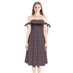 Pattern Background Star Shoulder Tie Bardot Midi Dress