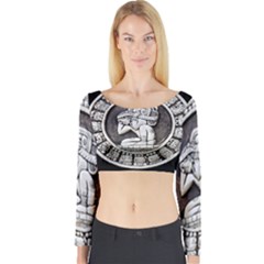 Pattern Motif Decor Long Sleeve Crop Top by Nexatart