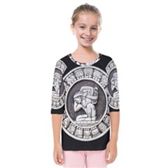 Pattern Motif Decor Kids  Quarter Sleeve Raglan Tee