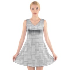 Flooring Household Pattern V-neck Sleeveless Skater Dress by Nexatart