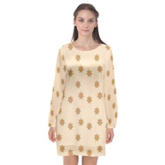 Pattern Gingerbread Star Long Sleeve Chiffon Shift Dress  by Nexatart