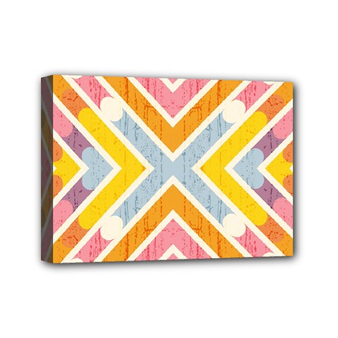 Line Pattern Cross Print Repeat Mini Canvas 7  X 5  by Nexatart