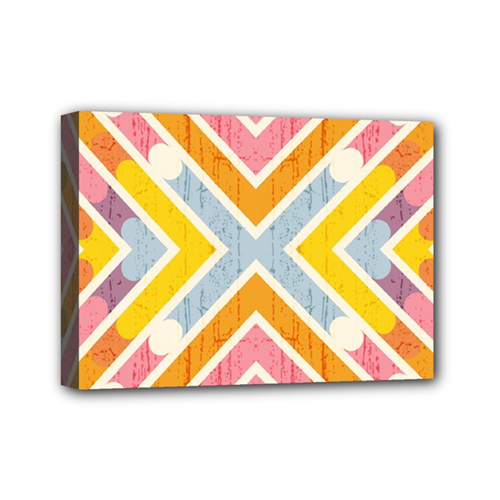 Line Pattern Cross Print Repeat Mini Canvas 7  x 5 