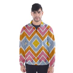 Line Pattern Cross Print Repeat Wind Breaker (men)