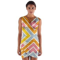 Line Pattern Cross Print Repeat Wrap Front Bodycon Dress by Nexatart