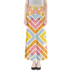 Line Pattern Cross Print Repeat Maxi Skirts by Nexatart