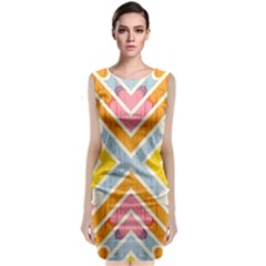 Line Pattern Cross Print Repeat Classic Sleeveless Midi Dress by Nexatart