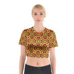 Geometry Shape Retro Trendy Symbol Cotton Crop Top by Nexatart