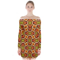 Geometry Shape Retro Trendy Symbol Long Sleeve Off Shoulder Dress by Nexatart