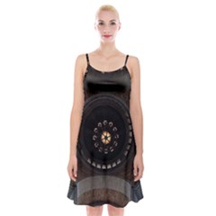 Pattern Design Symmetry Up Ceiling Spaghetti Strap Velvet Dress by Nexatart