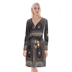 Pattern Design Symmetry Up Ceiling Long Sleeve Velvet Front Wrap Dress by Nexatart