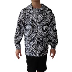 Gray Scale Pattern Tile Design Hooded Wind Breaker (kids) by Nexatart