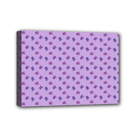 Pattern Background Violet Flowers Mini Canvas 7  X 5  by Nexatart