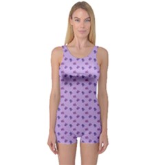 Pattern Background Violet Flowers One Piece Boyleg Swimsuit by Nexatart