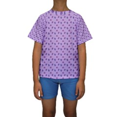 Pattern Background Violet Flowers Kids  Short Sleeve Swimwear by Nexatart