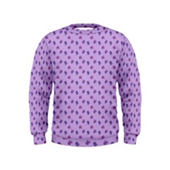 Pattern Background Violet Flowers Kids  Sweatshirt by Nexatart