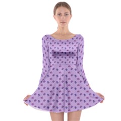 Pattern Background Violet Flowers Long Sleeve Skater Dress by Nexatart