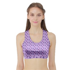 Pattern Background Violet Flowers Sports Bra With Border by Nexatart