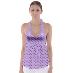 Pattern Background Violet Flowers Babydoll Tankini Top by Nexatart