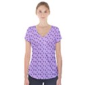 Pattern Background Violet Flowers Short Sleeve Front Detail Top View1