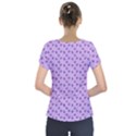 Pattern Background Violet Flowers Short Sleeve Front Detail Top View2