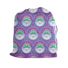 Background Floral Pattern Purple Drawstring Pouches (xxl) by Nexatart