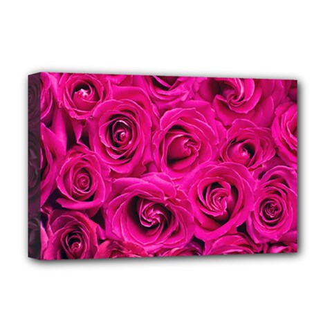 Pink Roses Roses Background Deluxe Canvas 18  X 12   by Nexatart