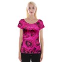 Pink Roses Roses Background Women s Cap Sleeve Top View1