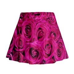 Pink Roses Roses Background Mini Flare Skirt by Nexatart