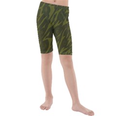 Linux Logo Camo Green Kids  Mid Length Swim Shorts by bullshitdesign