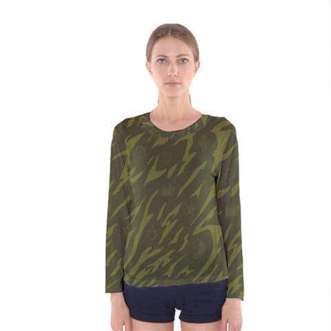 Linux Logo Camo Green Women s Long Sleeve Tee by bullshitdesign