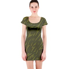 Linux Logo Camo Green Short Sleeve Bodycon Dress by bullshitdesign