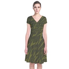 Linux Logo Camo Green Short Sleeve Front Wrap Dress by bullshitdesign