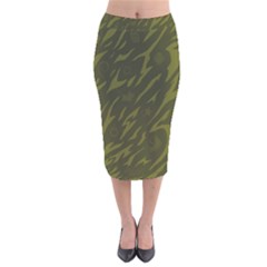 Linux Logo Camo Green Velvet Midi Pencil Skirt by bullshitdesign